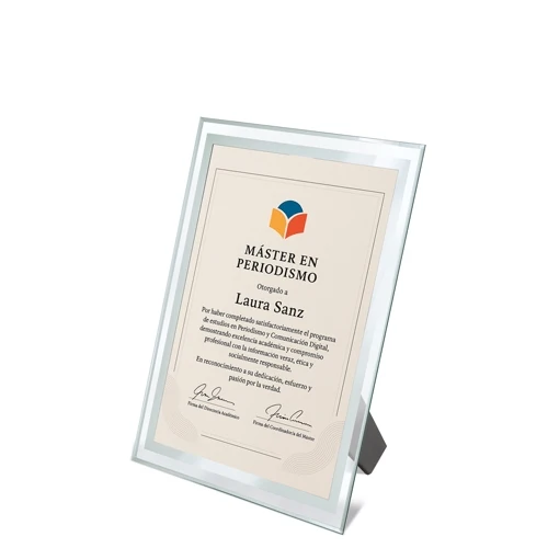 MOLDURA EM VIDRO PARA DIPLOMA A5 "BISELA" - Image 3